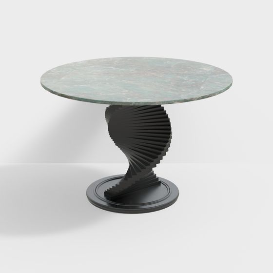 Stylish Spiral Marble Dining Table 3D model