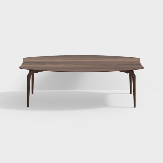 Streamlined Table Streamlined Coffee Table 3D Model – Brown Wood Low-Poly