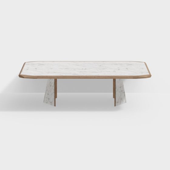 Elegant Minimalist Marble Dining Table 3D model