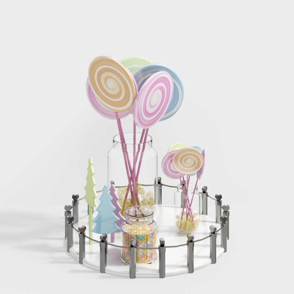 Sweet Garden 3D Model – Vibrant Candy Jar Design