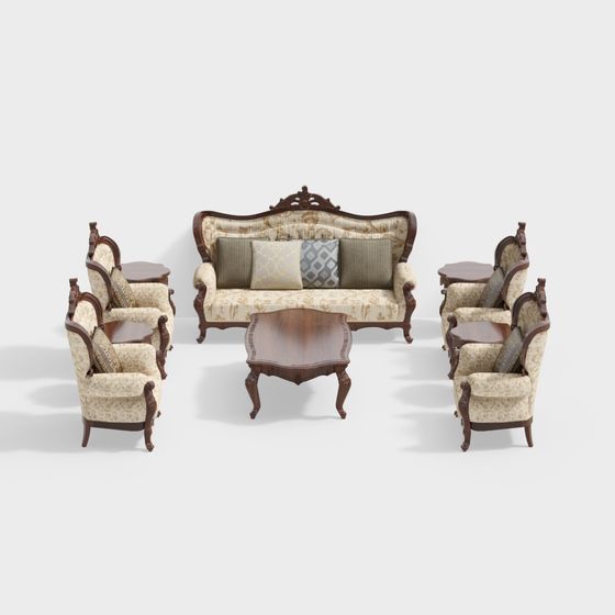 Victorian Living Room Set 3D model