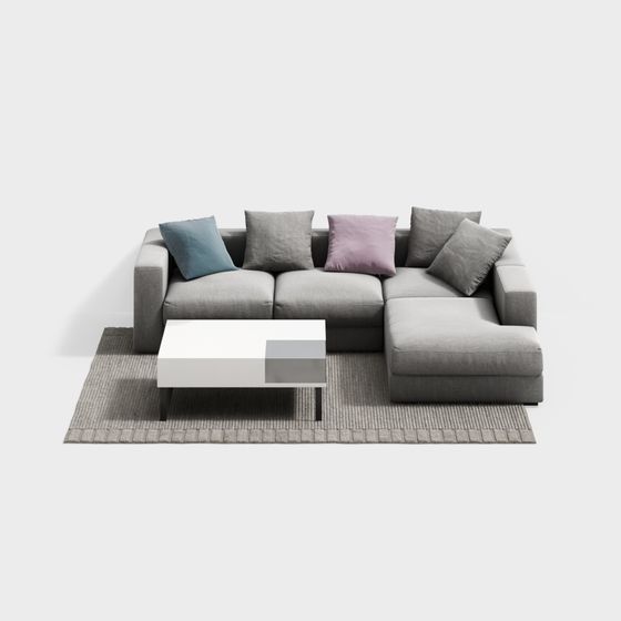Urban Comfort Low-Poly Sofa 3D model