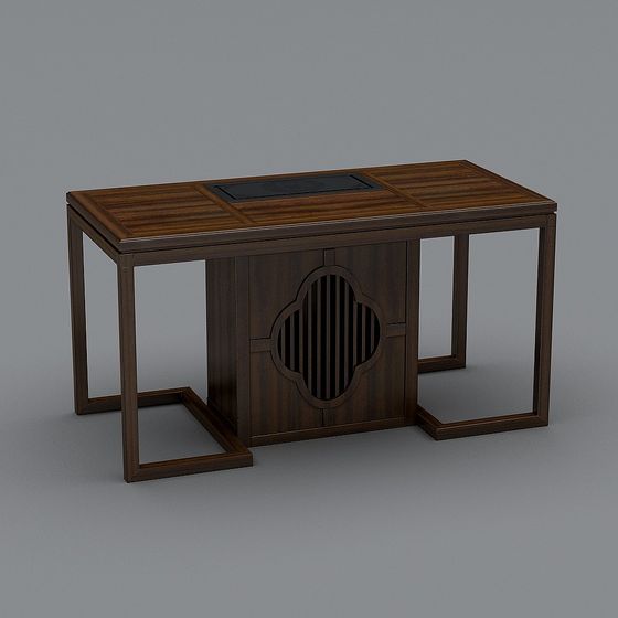 Vintage Wooden Tea Table 3D model