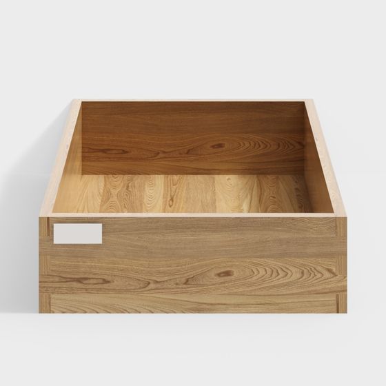 Stylish Low-Poly Wooden Drawer Box 3D model