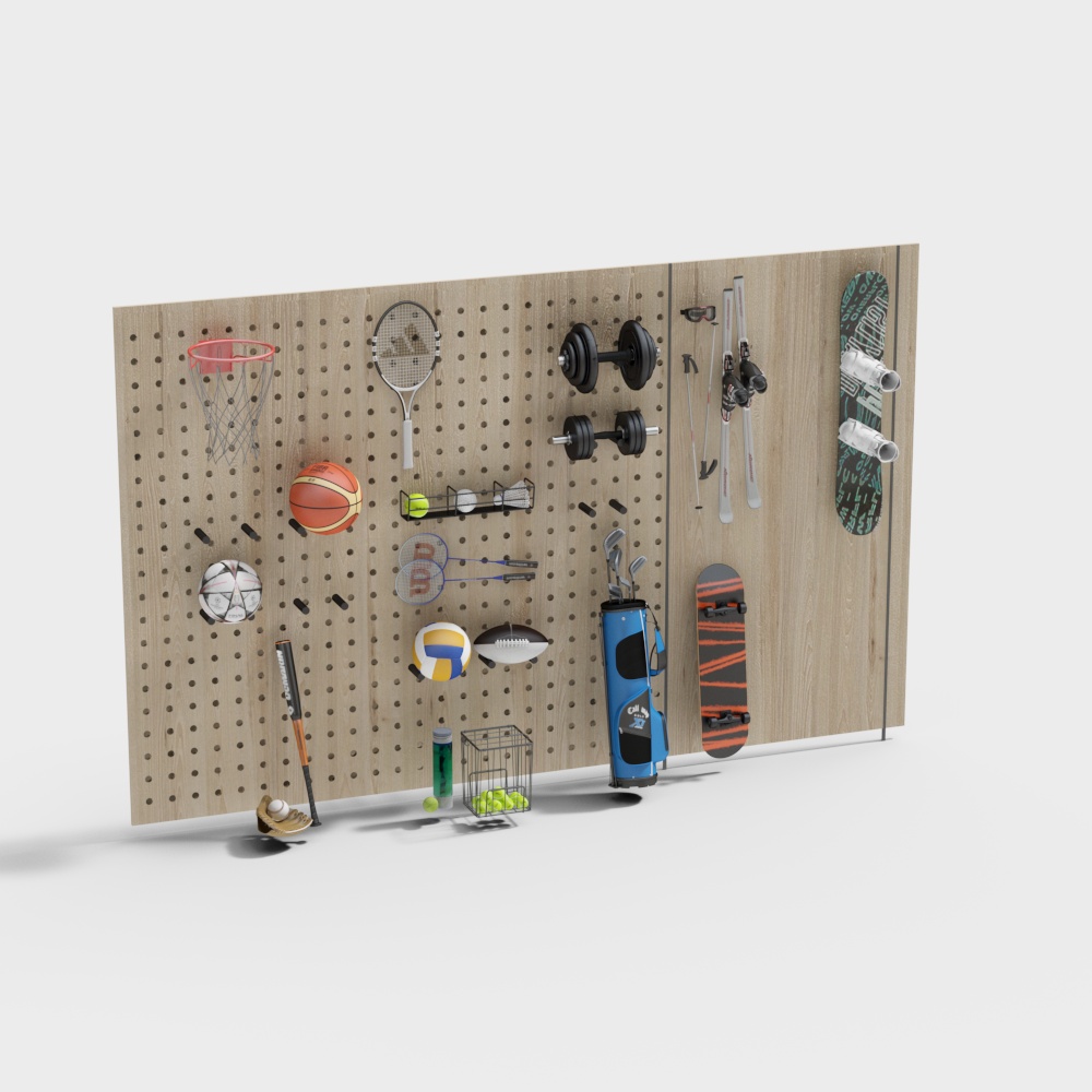 Wooden sporting goods display rack