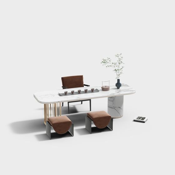 Minimalist Dining Table Set 3D model