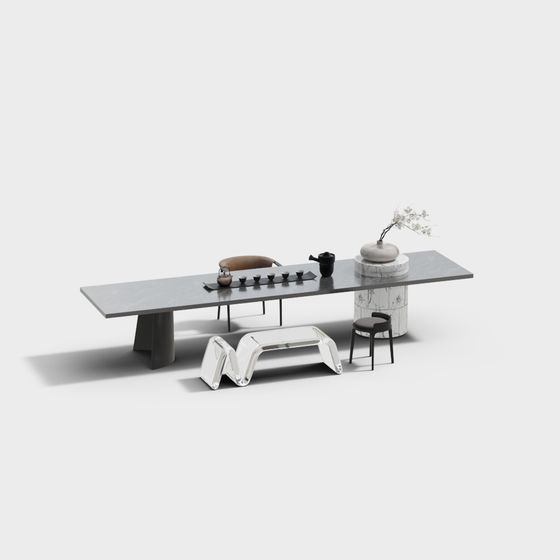 Minimalist Dining Table Set 3D model