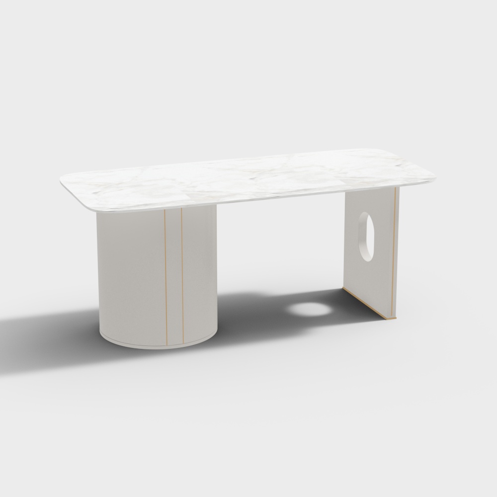 Minimalist Marble Dining Table 3D Model – Elegant Low-Poly