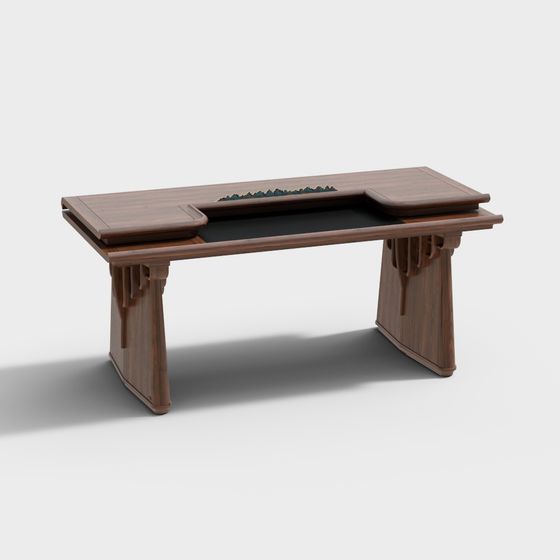 Traditional Style Desk 3D Model for Cultural Spaces