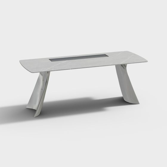 Streamlined Marble Dining Table 3D model