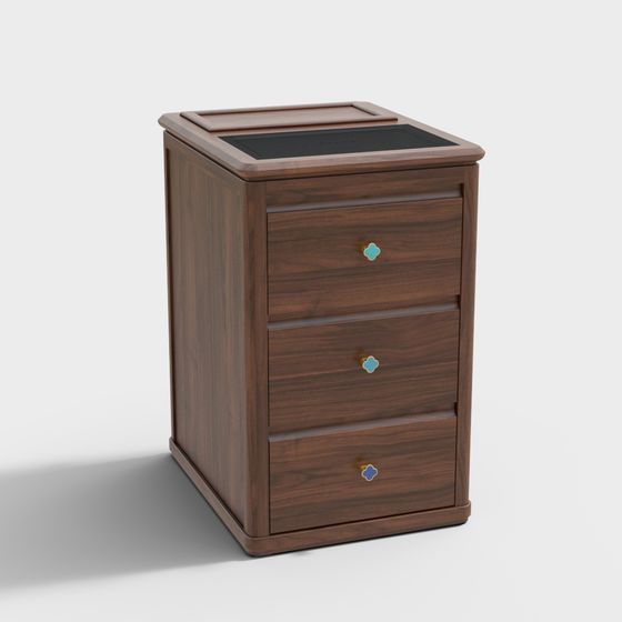 Elegant 3D Model Nightstand with Retro-Modern Design
