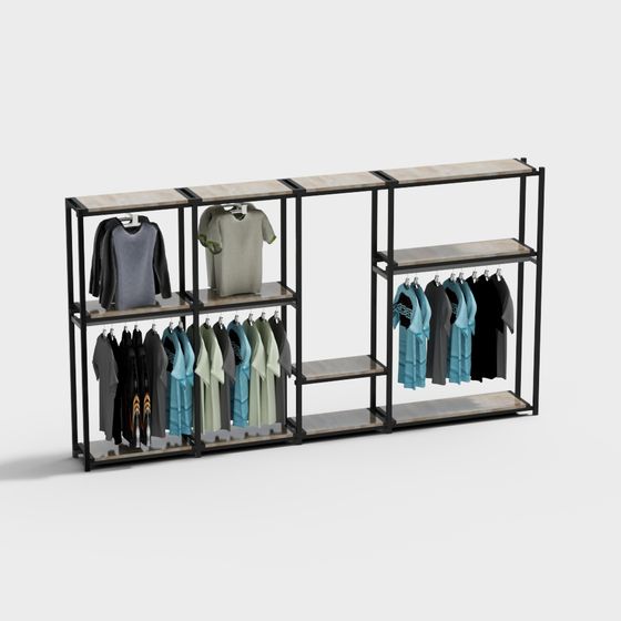 Industrial Style Coat Rack 3D model