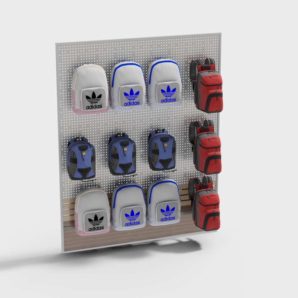 Perforated wall-mounted sporting goods display rack