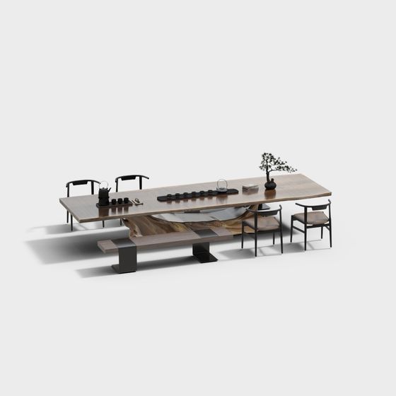 Zen-Inspired Tea Table 3D model for Modern Spaces