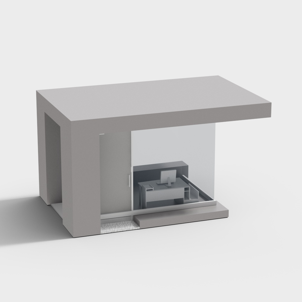 Large sunshade security booth