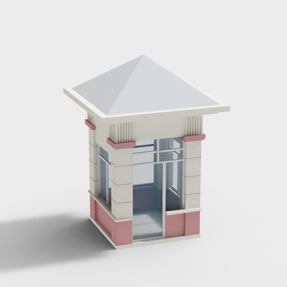 Urban Pavilion Low-Poly 3D Model