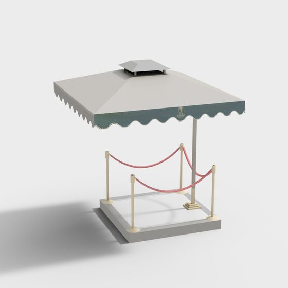 Elegant Low-Poly Pavilion 3D model