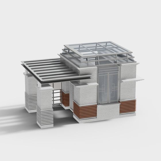 Low Poly Modern Pavilion 3D model