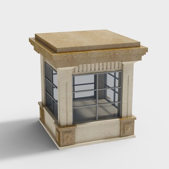 Elegant Low-Poly 3D Building Model with Marble Texture