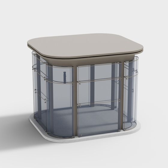 Stylish Glass Curtain Wall Display Stand 3D model