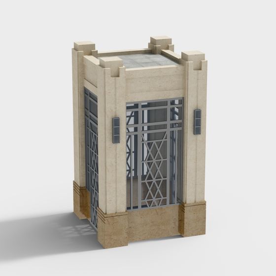 Retro Elevator Door 3D model