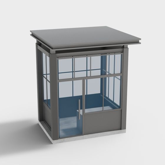 Urban Kiosk Low-Poly 3D Model