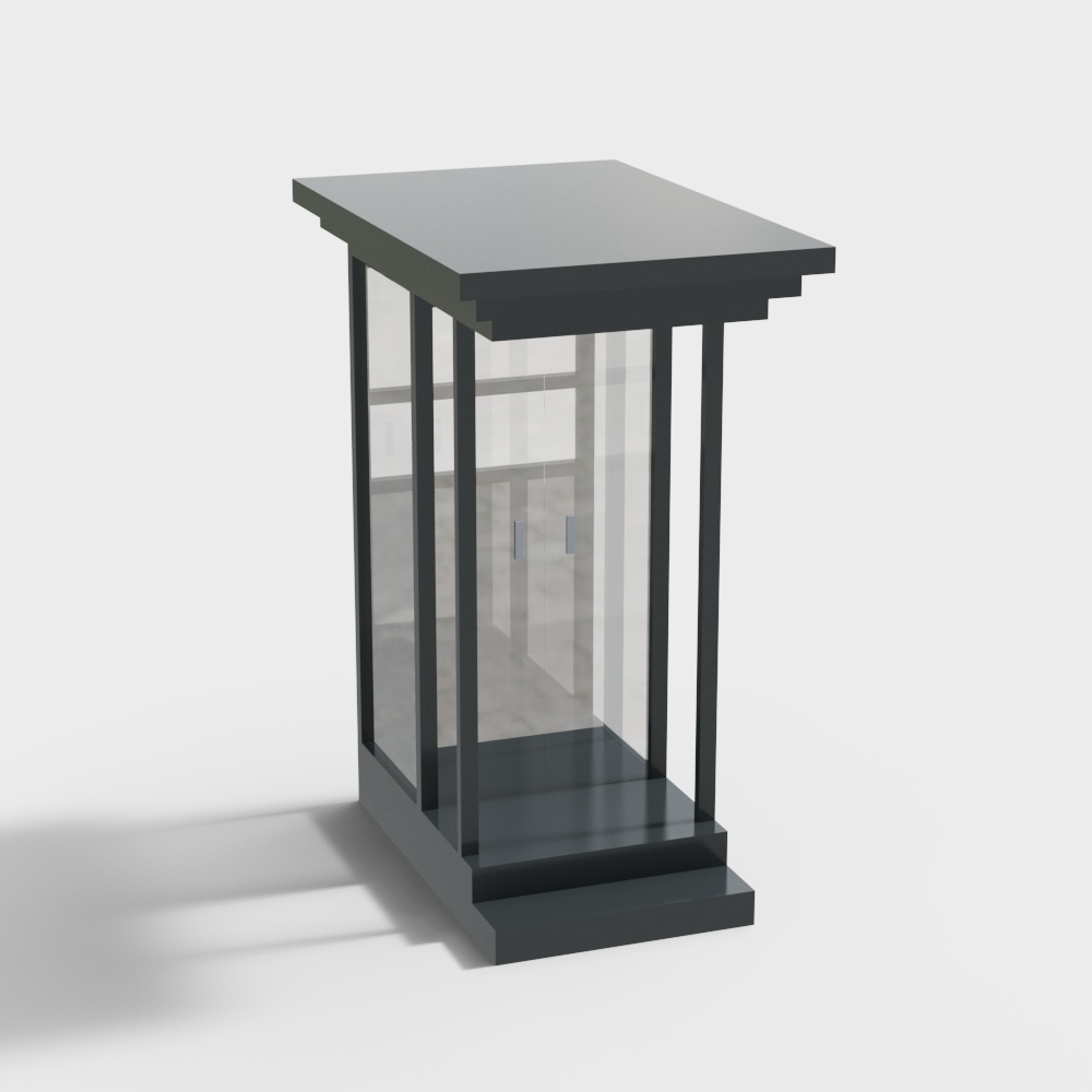 Gray and blue single security booth