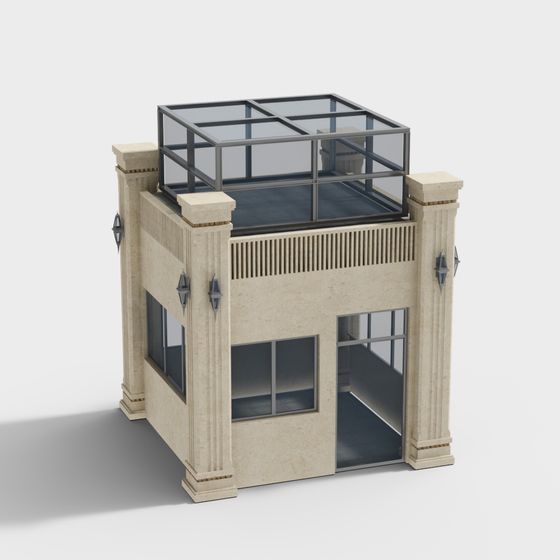 Vintage Modern Low-Poly Pavilion 3D model