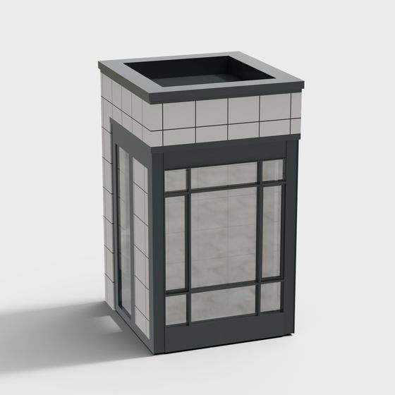 Stylish Urban Trash Bin Low-Poly 3D Model