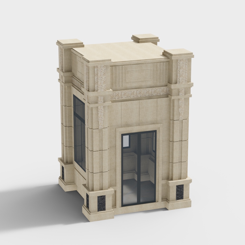 Large yellow marble security booth