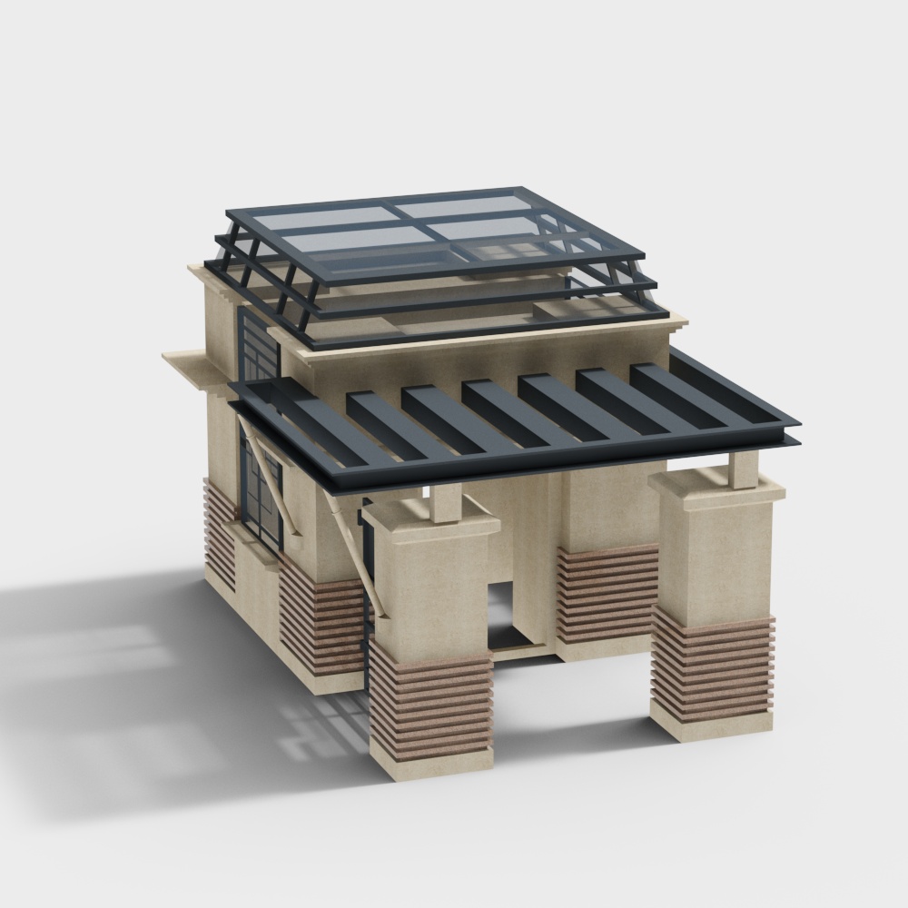 Steel structure glass roof guard box