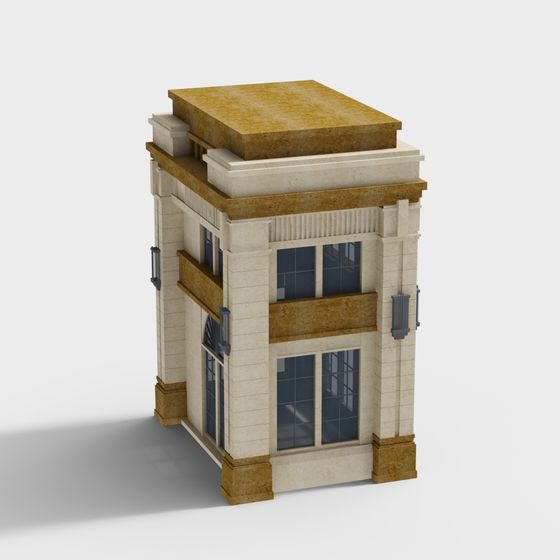 Elegant Classic-Modern Fusion Building 3D model