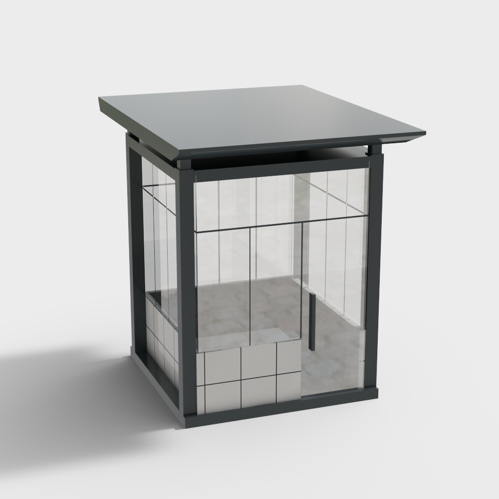 Gray and blue security booth