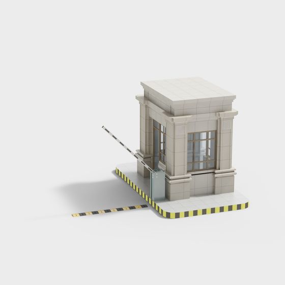 Urban Kiosk 3D model with Low-Polygon Design