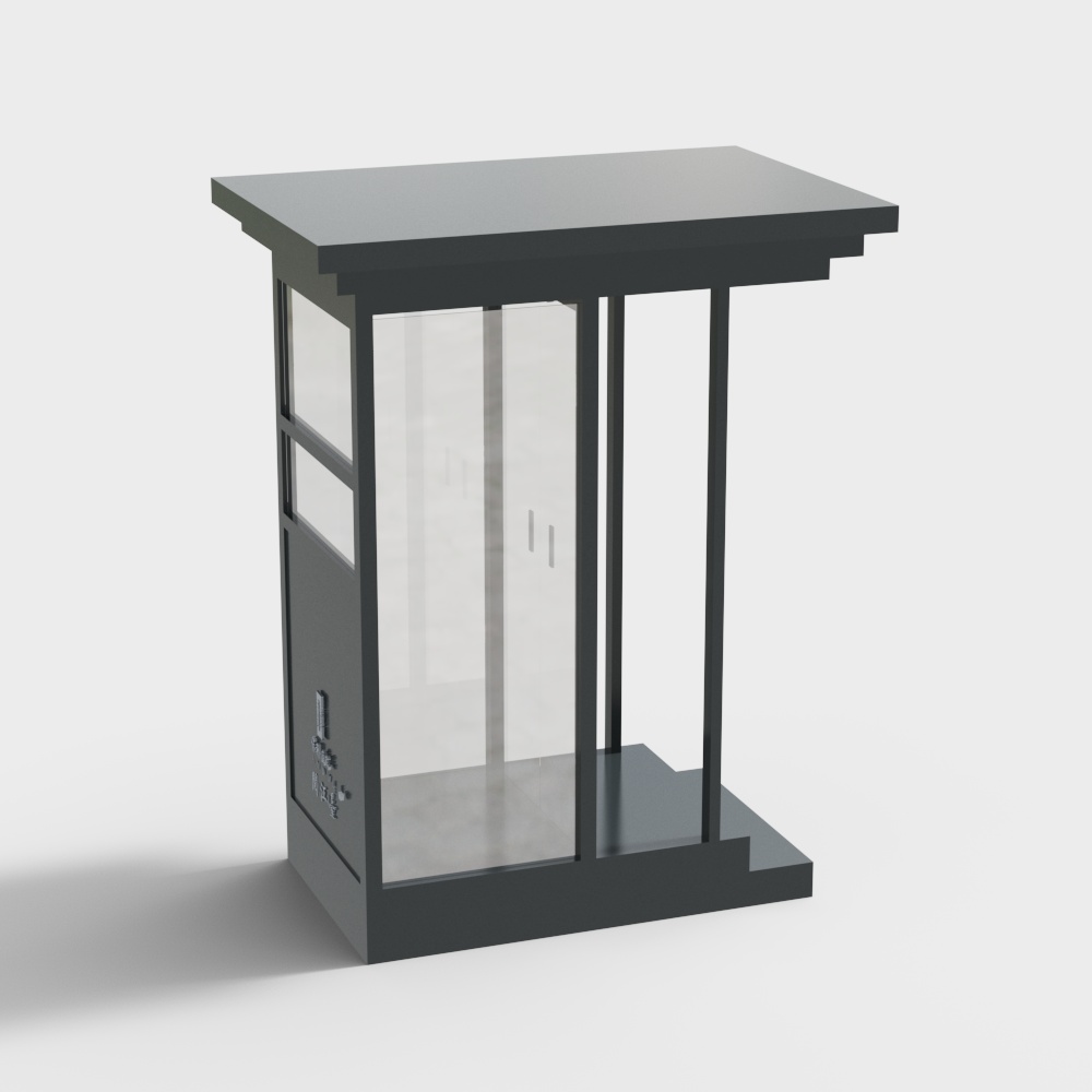 Gray and blue hotel security booth