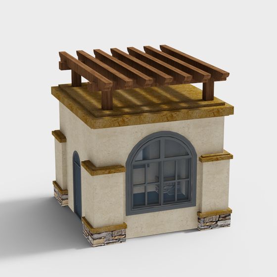 Low-Polygon Mediterranean Style Cottage 3D model
