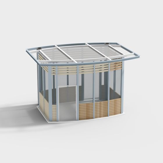 Low-Poly High-Detail 3D Model of Modern Pavilion