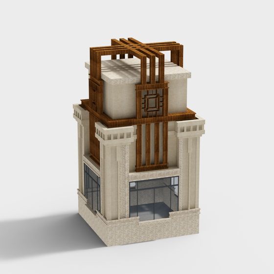 Elegant Low-Poly Architectural 3D Model