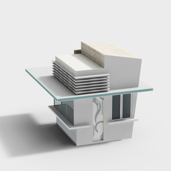 Stylish Low-Polygon Modern Building 3D model