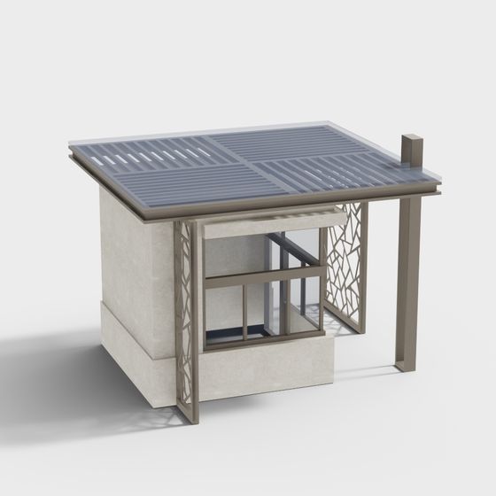 Stylish Urban Pavilion Low-Poly 3D Model