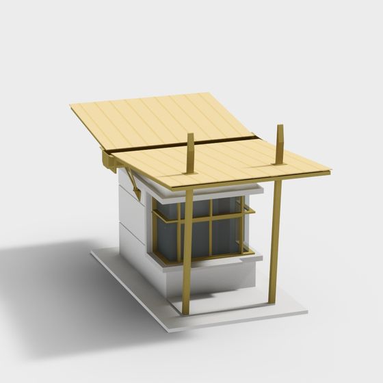 Unique Low-Poly 3D Model Cabin with Golden Accents