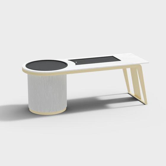 Elegant Low-Poly Office Desk 3D model for Modern Workspace