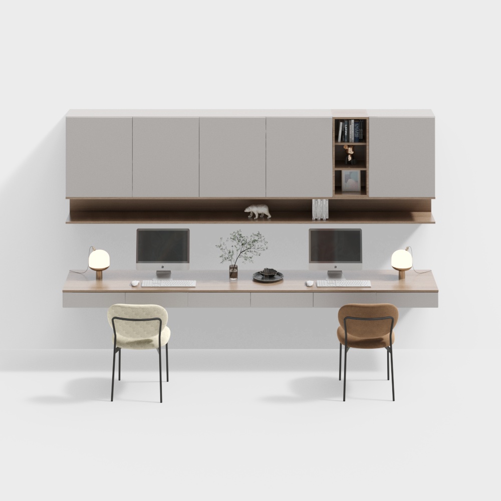 Bàn làm việc đôi đơn giản hiện đại