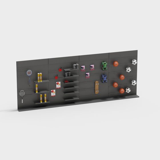 Modern Sports Equipment Display Wall 3D model