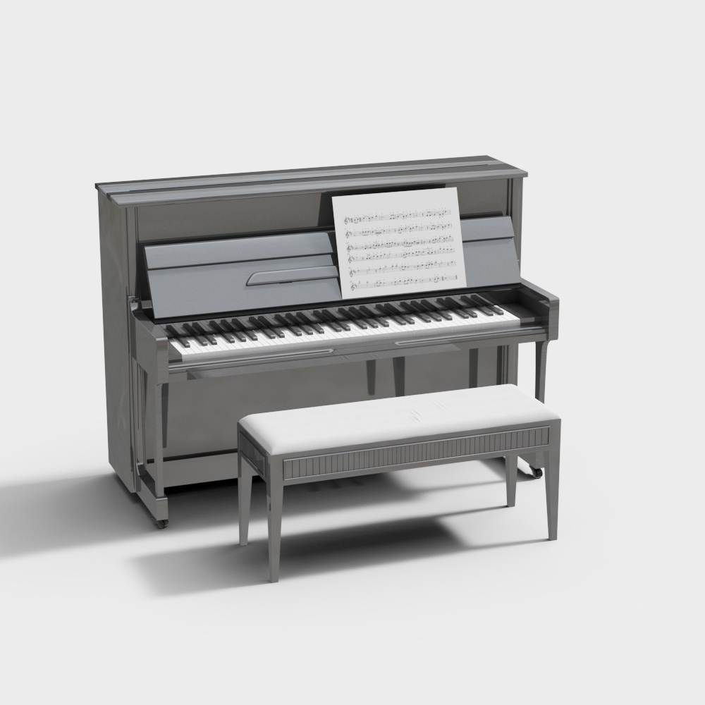 Elegant Low-Poly Piano 3D model