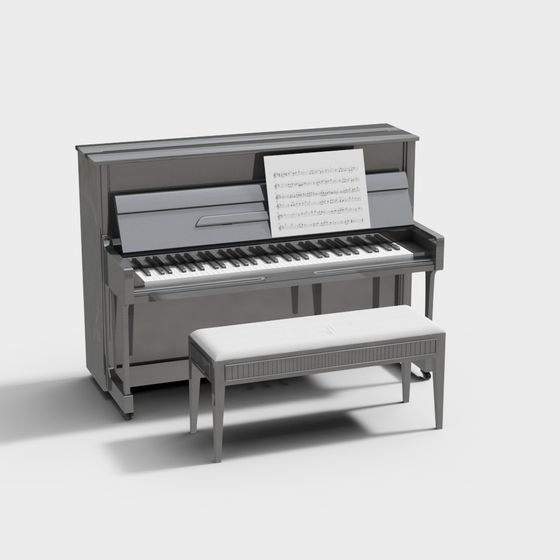 Elegant Low-Poly Piano 3D model
