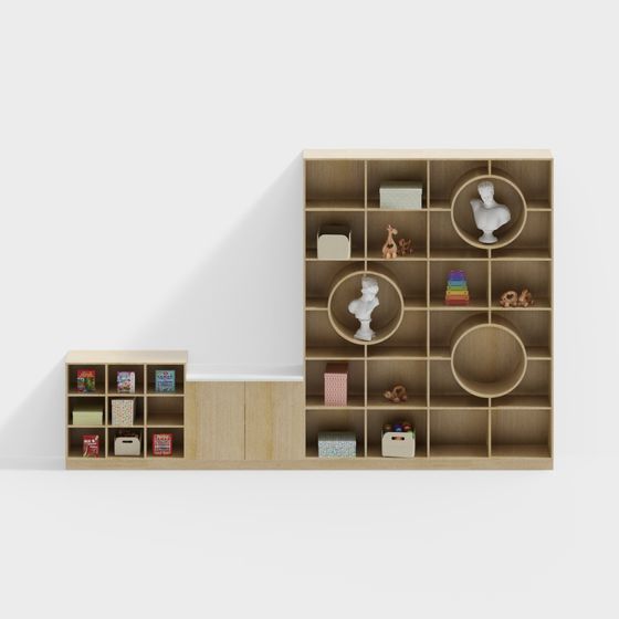 Stylish Wooden Bookshelf 3D model