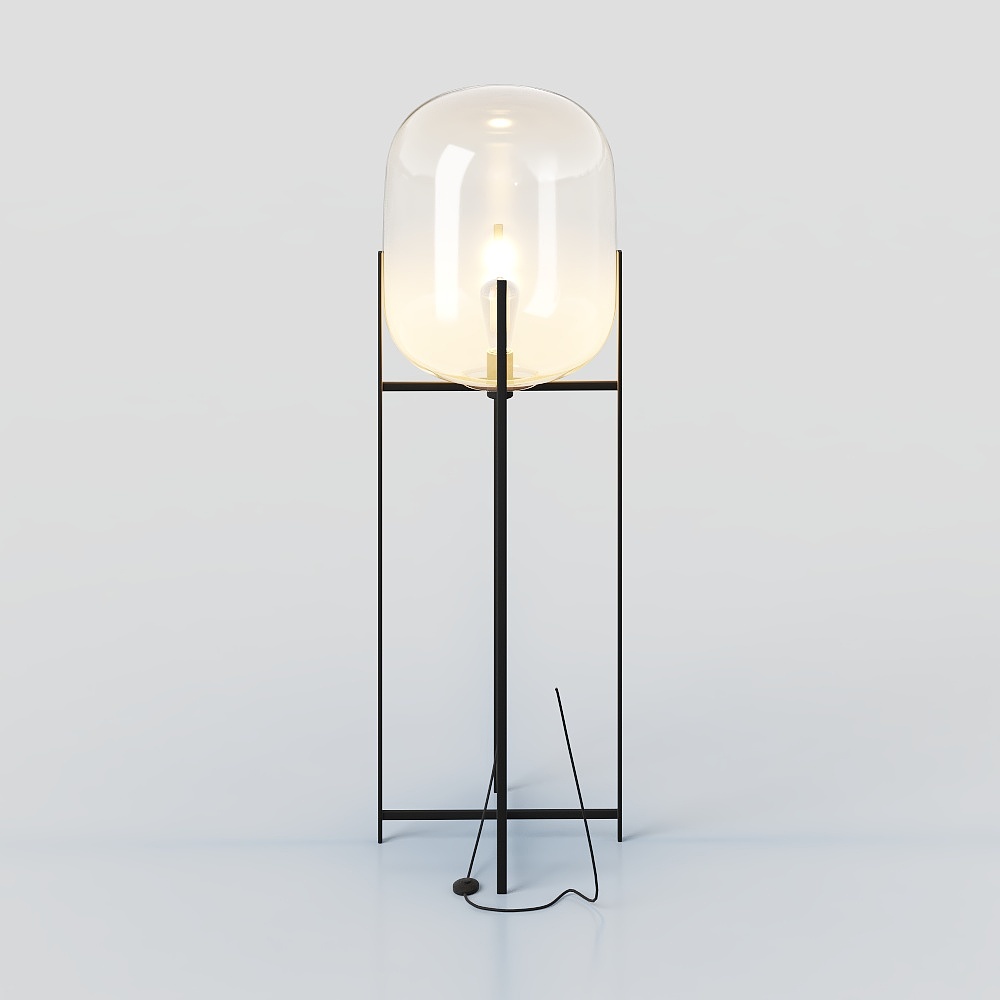 Glass Shade Floor Lamp 3D Model – Modern Minimalist Lighting