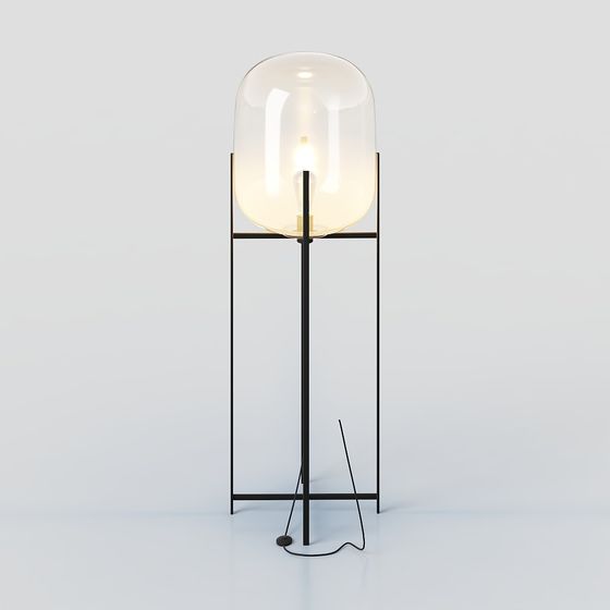 Glass Shade Floor Lamp 3D model