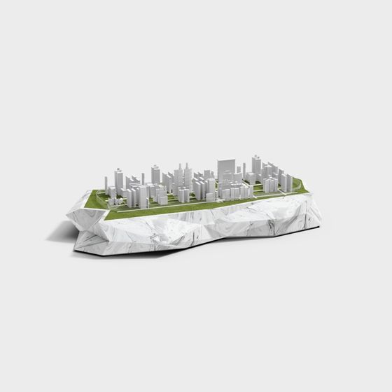 Urban Island 3D Model - Vibrant Cityscape Design
